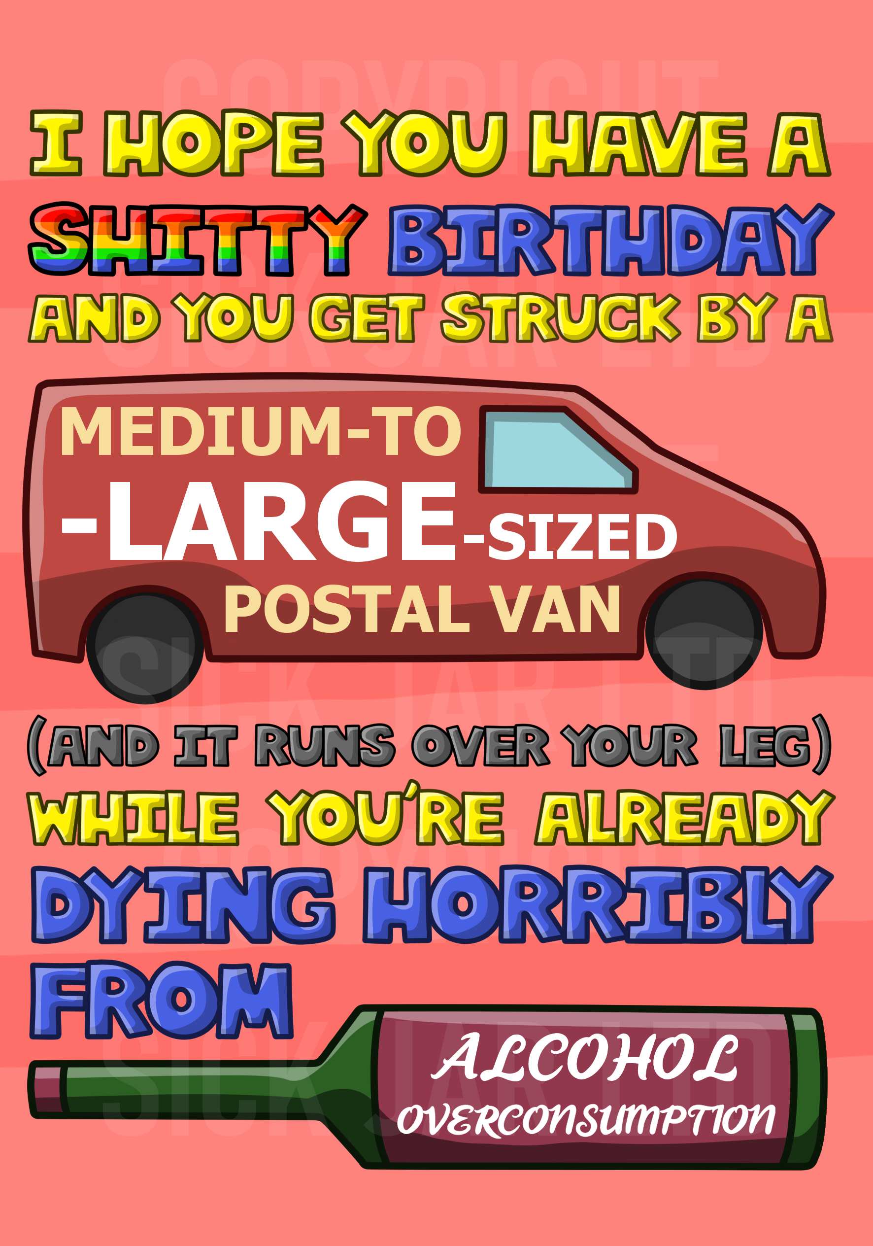 mean run over postal van birthday card