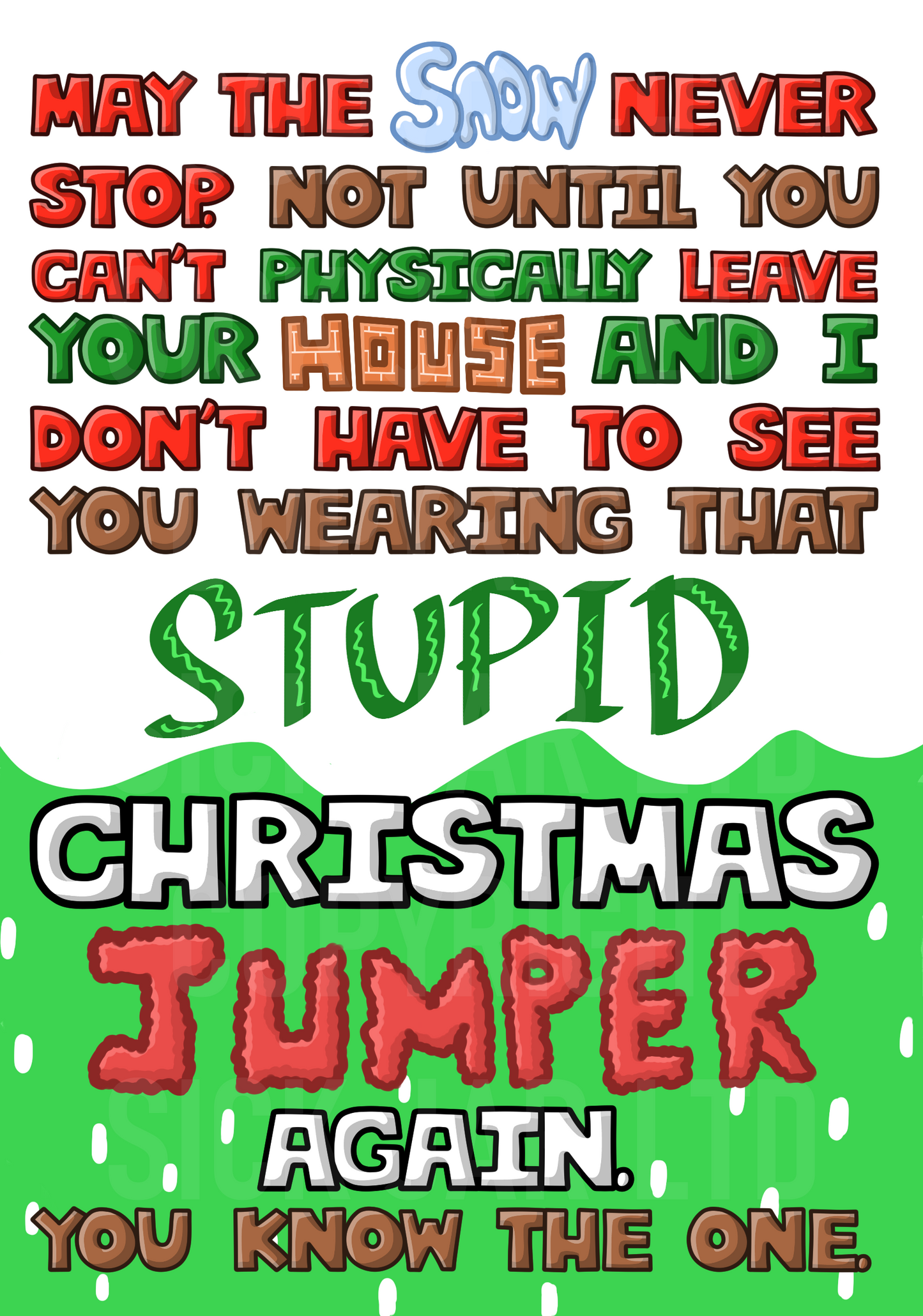 terrible Christmas jumper mean card