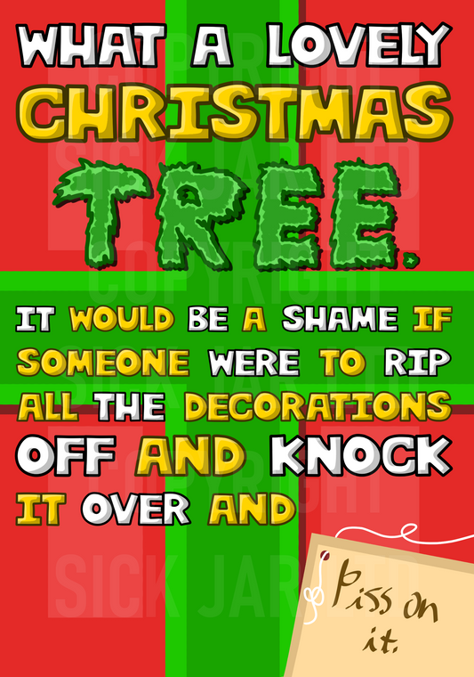 mean specific Christmas tree card