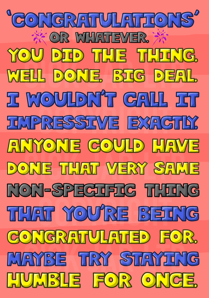 sarcastic congratulations card