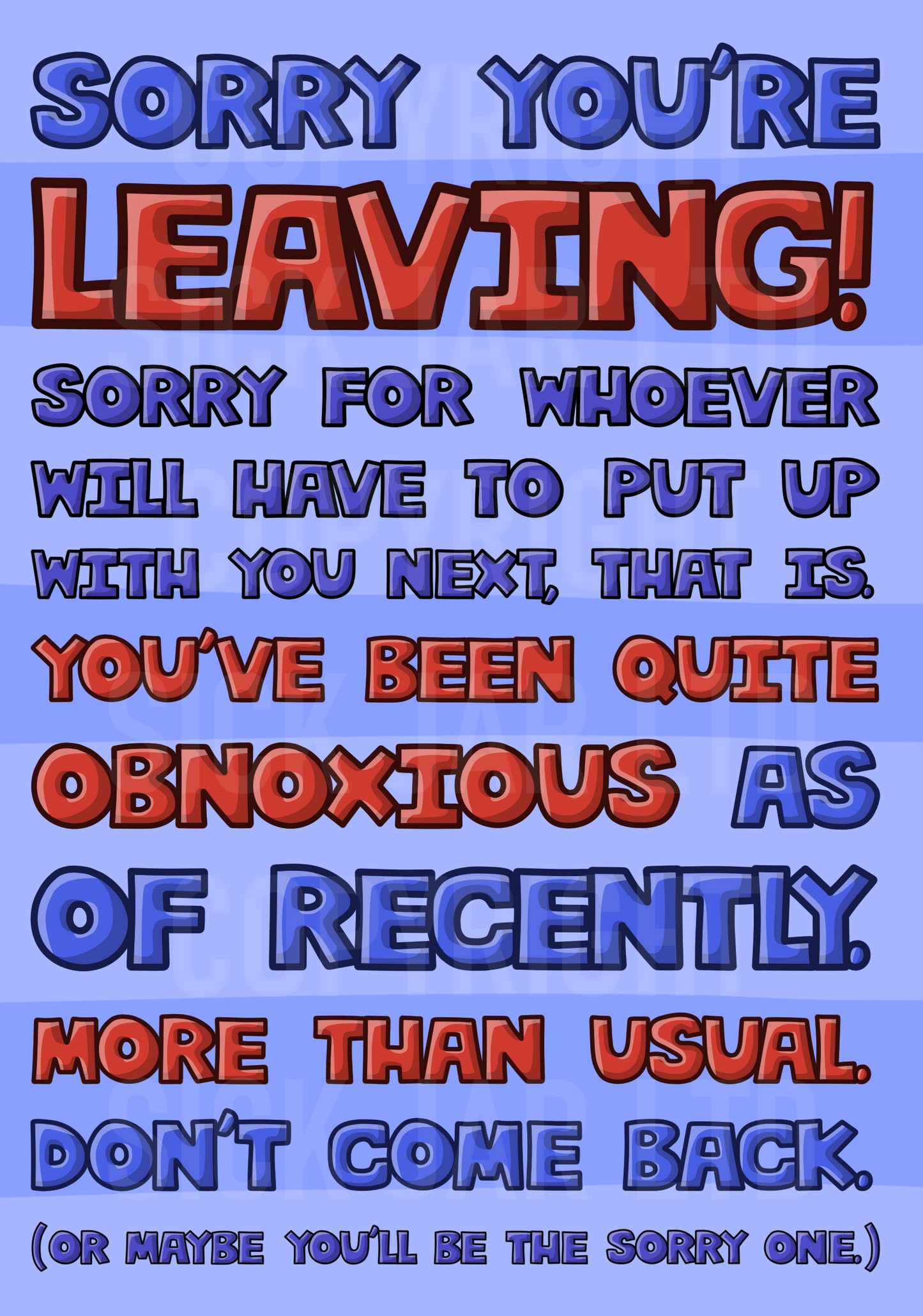 roast sorry you're leaving card