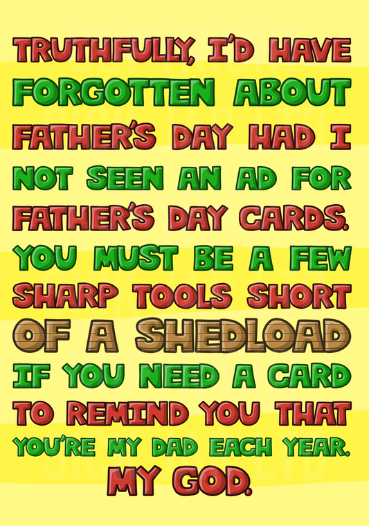 roast sarcastic fathers day card