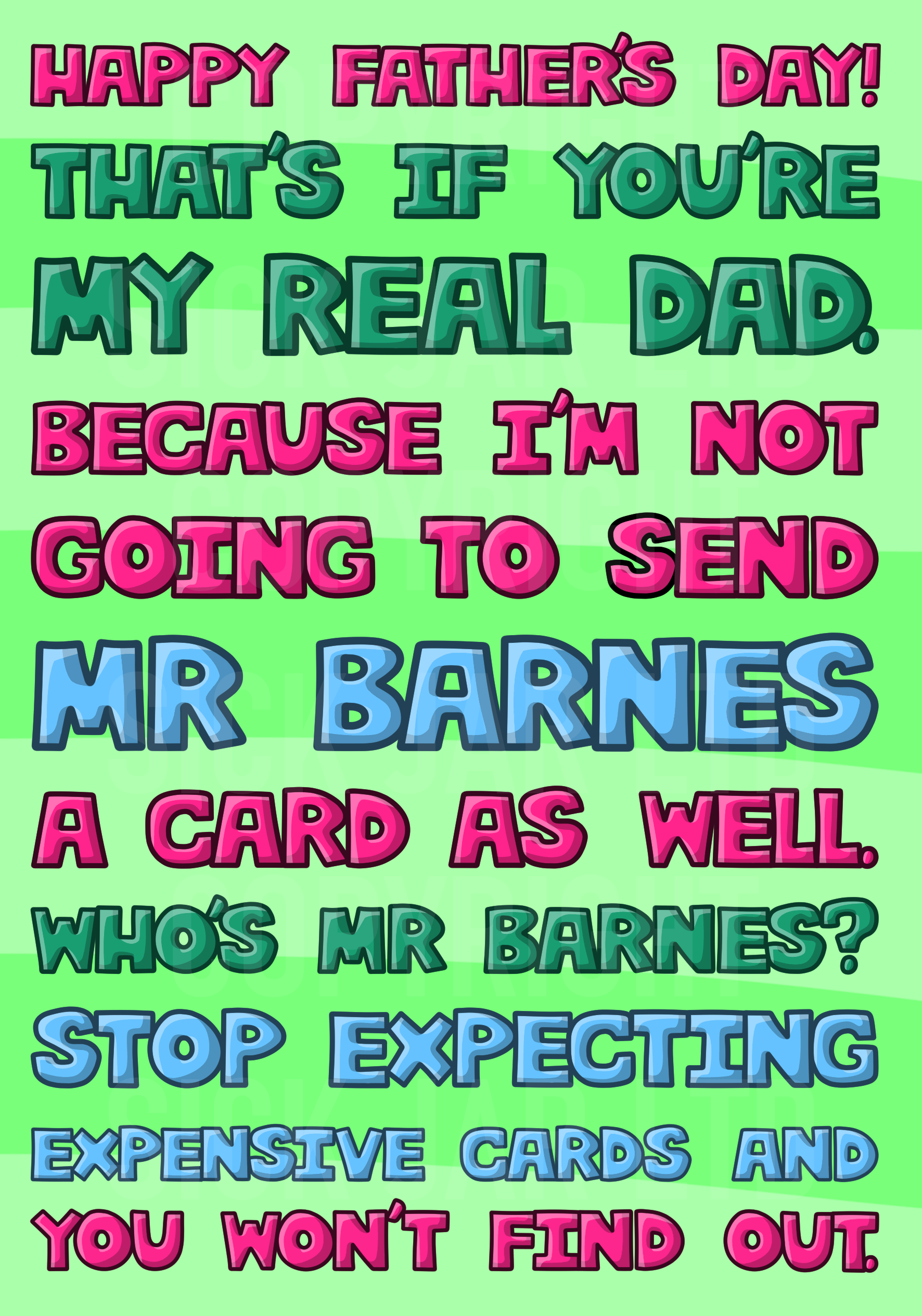 mean joke father's day card