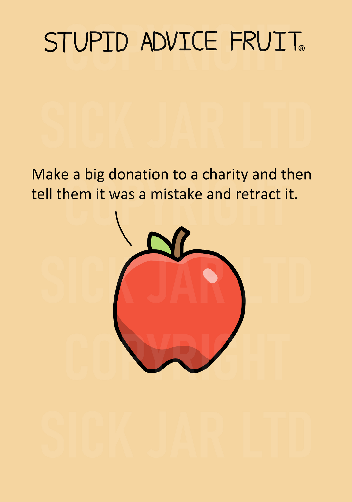 unethical stupid advice fruit card apple make donation to charity and then retract it prank