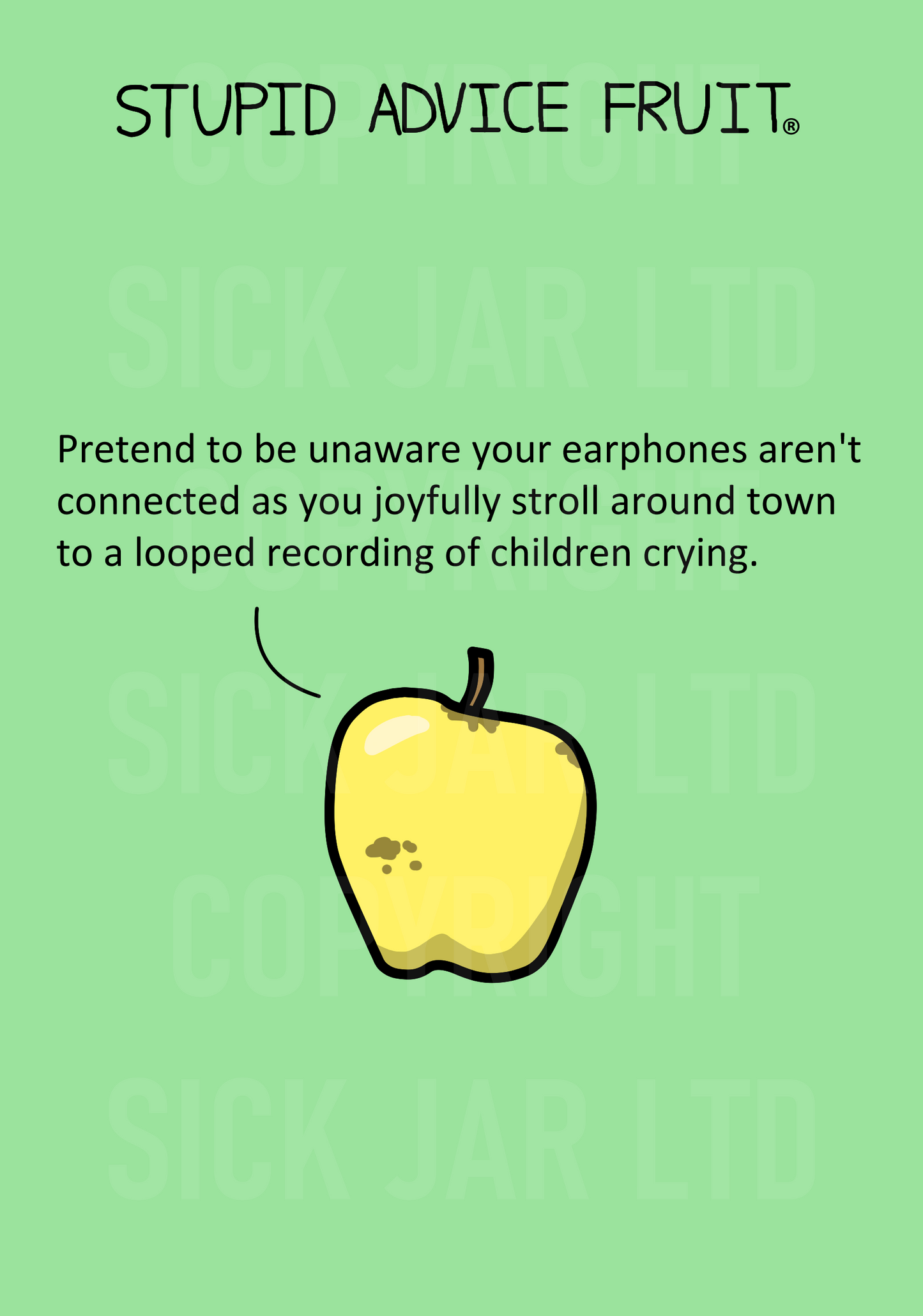 unethical stupid advice fruit card apple listen to earphones children crying in public prank